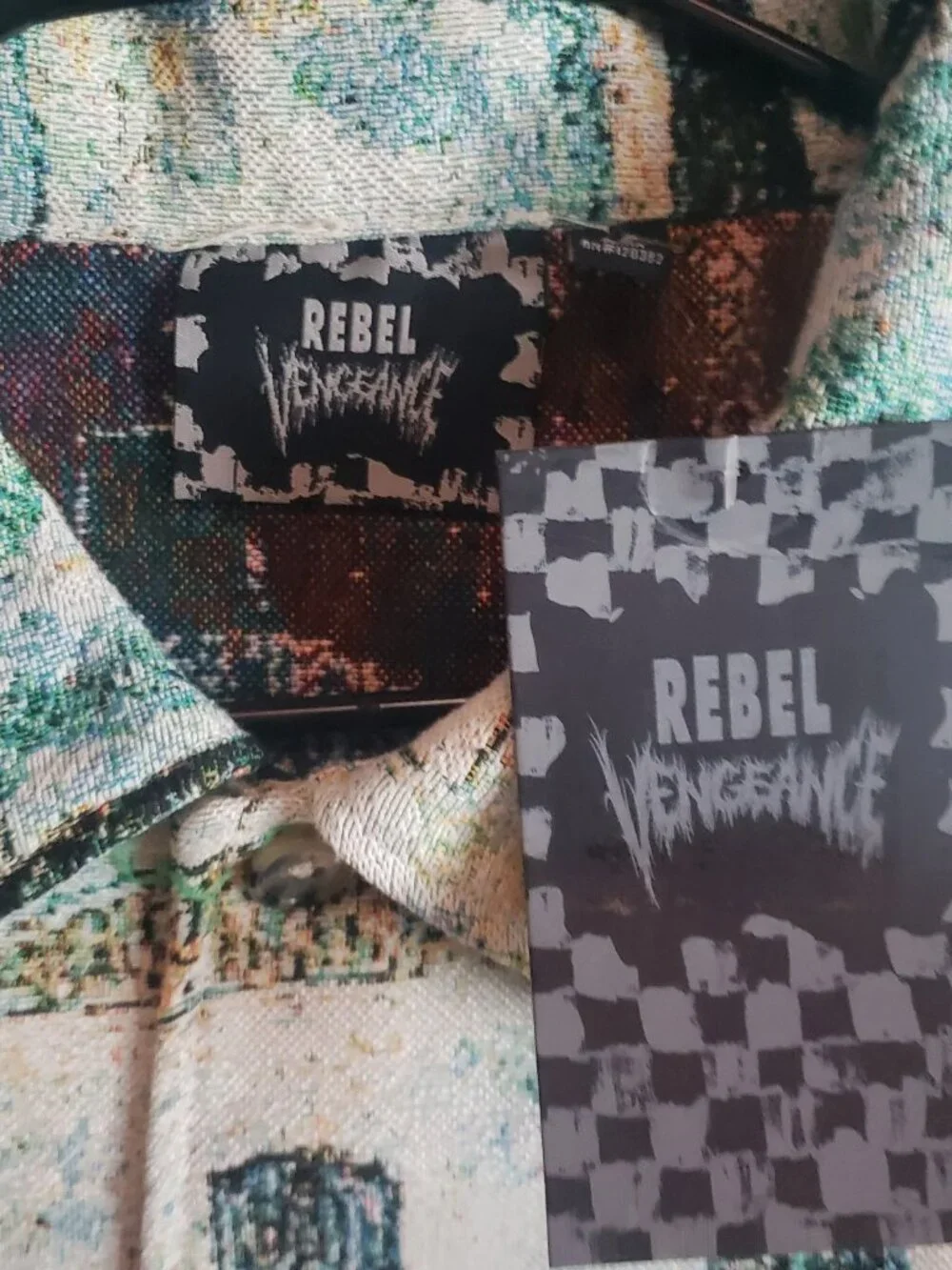 Rebel Vengeance Tapestry Jacket Mens M Multicolor Tapestry Scenic Landscape